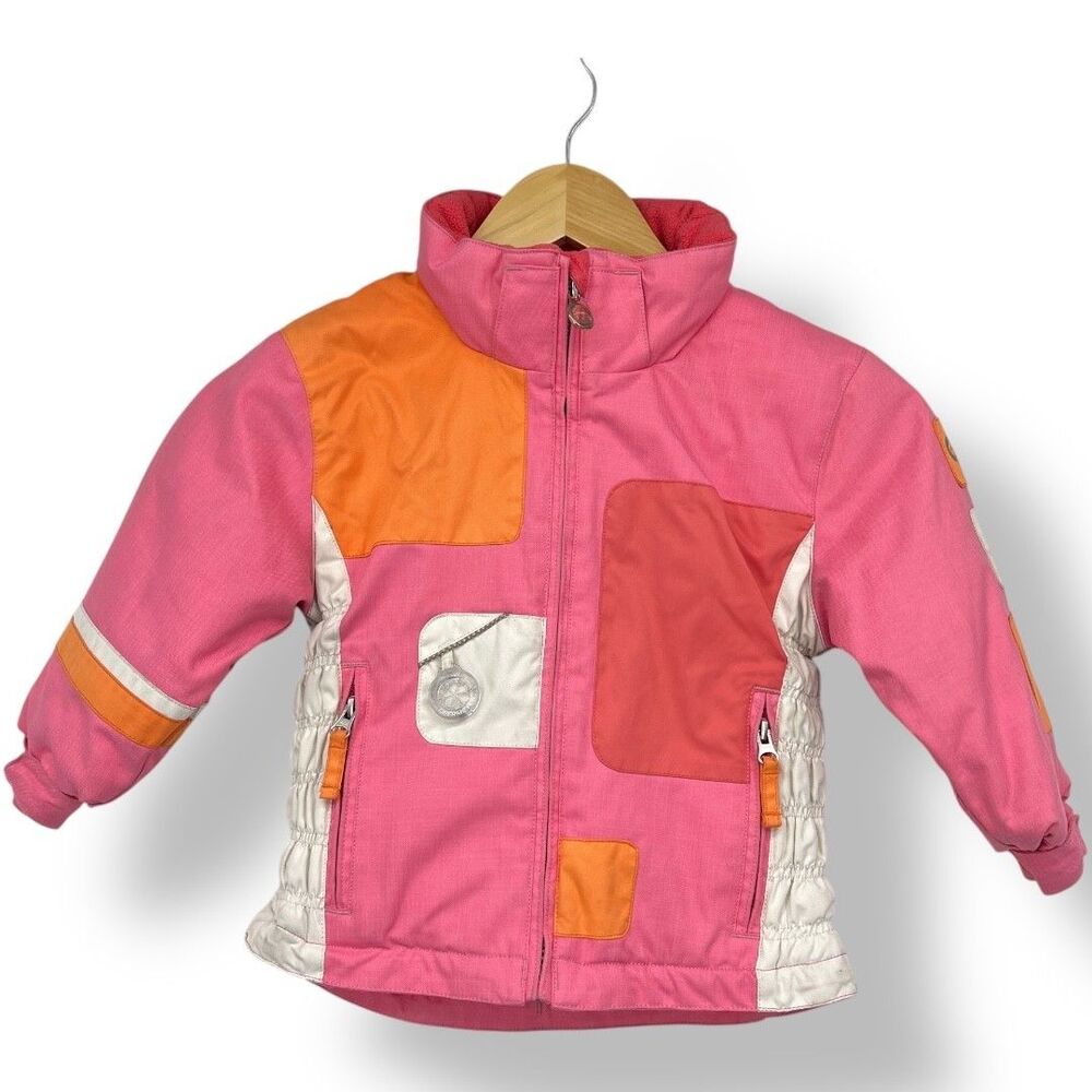 Girls Obermeyer Pink Ski Snow Coat Jacket Size 3 Toddler Girls I-Grow Colorblock